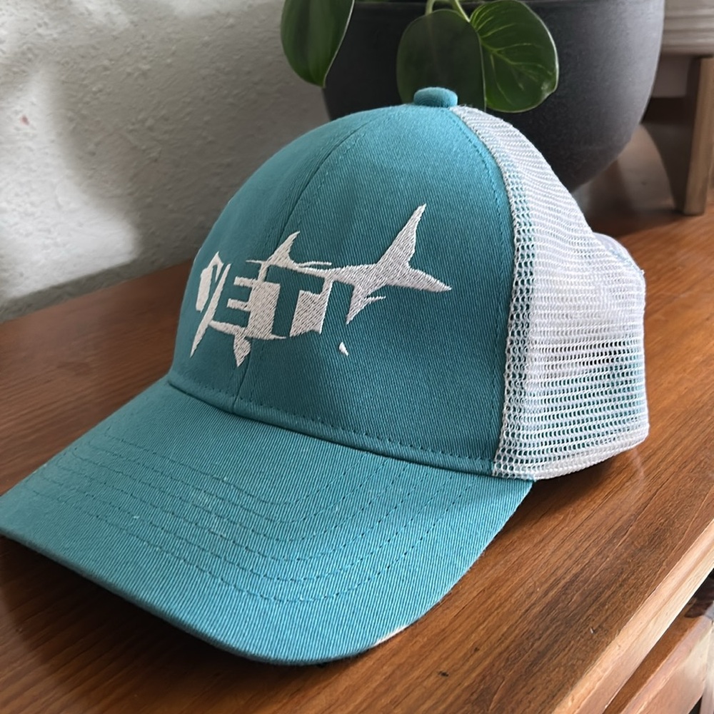 Turquoise Yeti Trucker Baseball Mesh Fish Hat - Picture 3 of 5